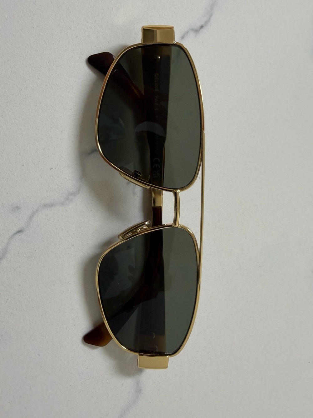 Celine Gold Frame Dark Green Lens Sunglasses